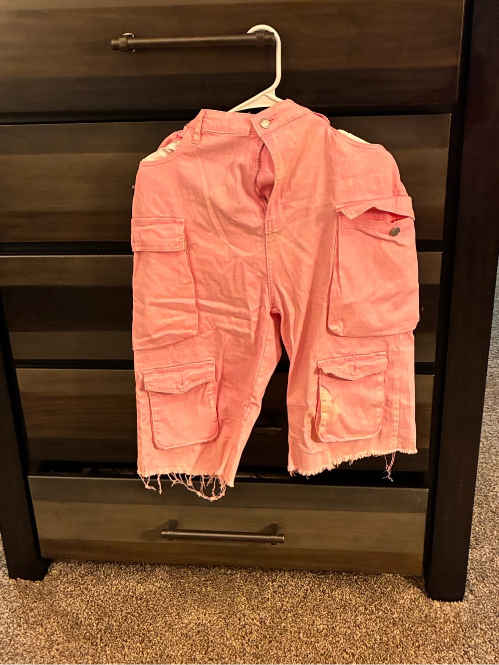 Distressed cargo shorts